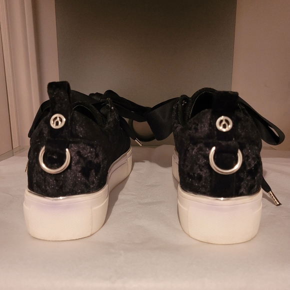 Wishbone Collection Eliza Black Velvet Platform Sneakers - Picture 4 of 6